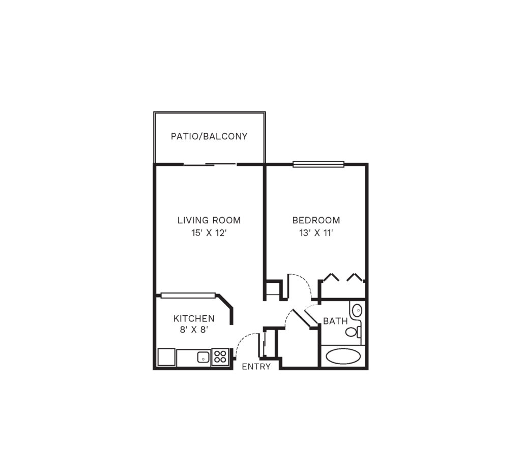 Independent Living One Bedroom floor plan image.