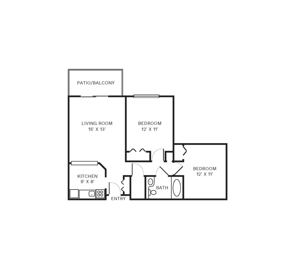 Independent Living Two Bedroom floor plan image.