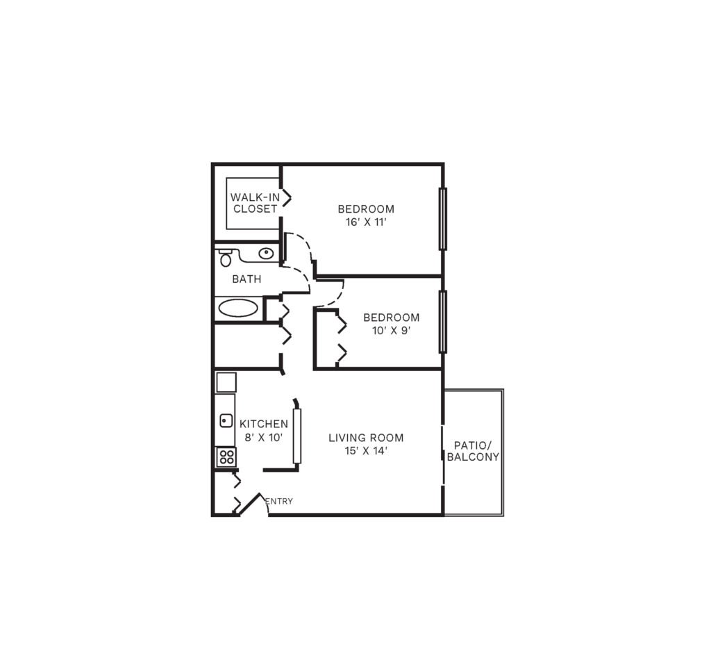 Independent Living Two Bedroom Deluxe floor plan image.